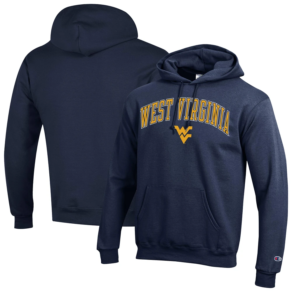 Sweat à capuche en polaire avec logo arqué Champion Navy West Virginia Mountaineers pour homme