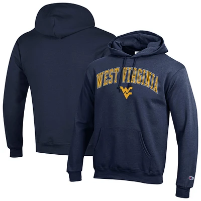 Sweat à capuche en polaire avec logo arqué Champion Navy West Virginia Mountaineers pour homme