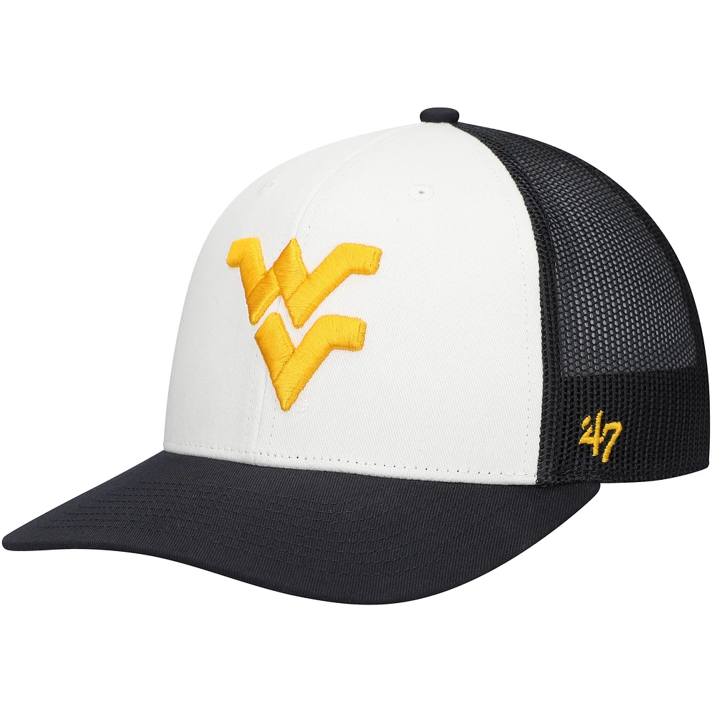 Casquette réglable '47 pour hommes, blanc/bleu marine, West Virginia Mountaineers Freshman Trucker