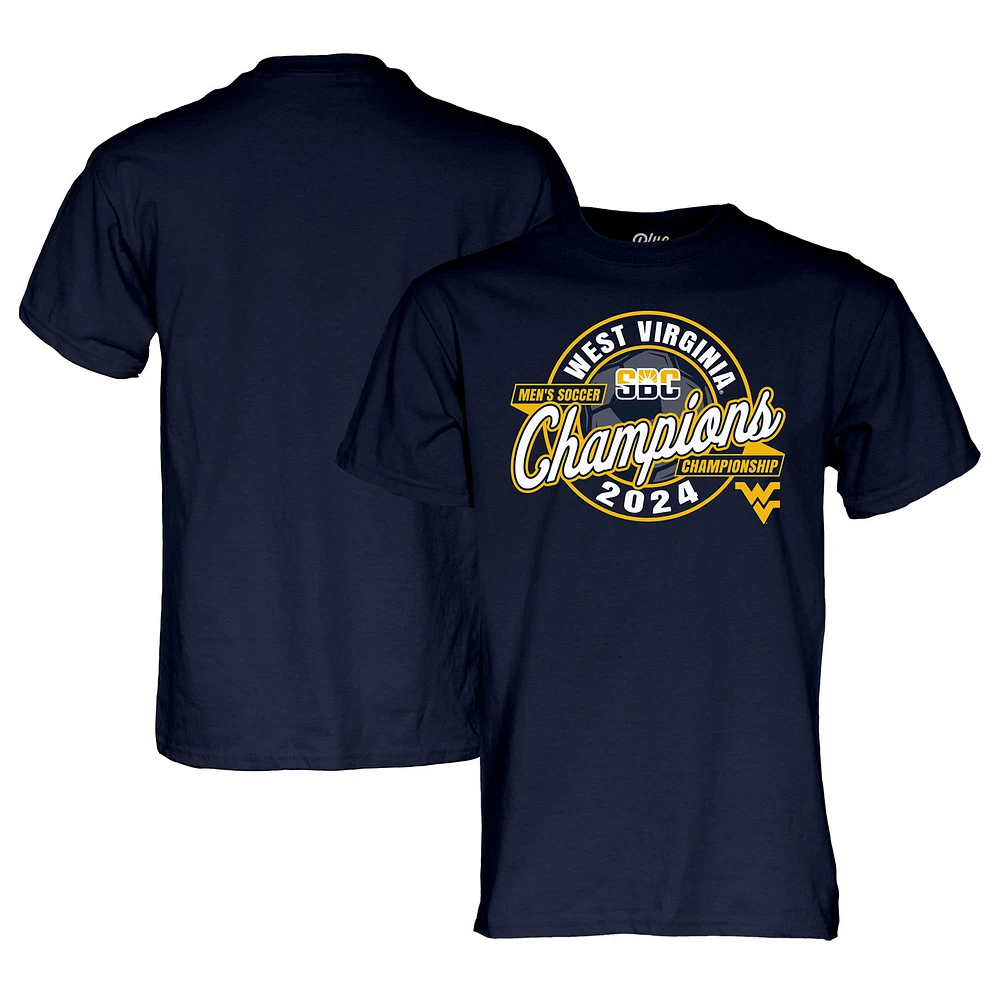 T-shirt bleu marine 84 West Virginia Mountaineers 2024 SBC pour hommes Champions du tournoi de soccer