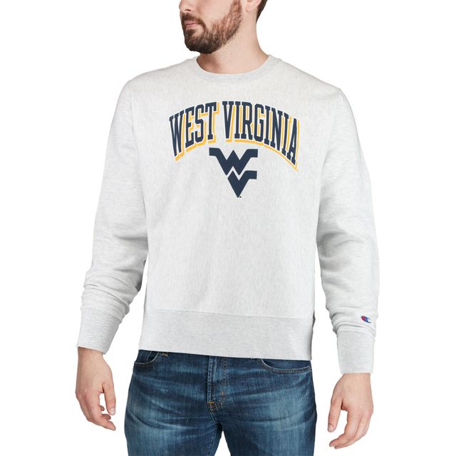 Sweat-shirt gris Champion West Virginia Mountaineers Arch Over Logo Reverse Weave pour homme