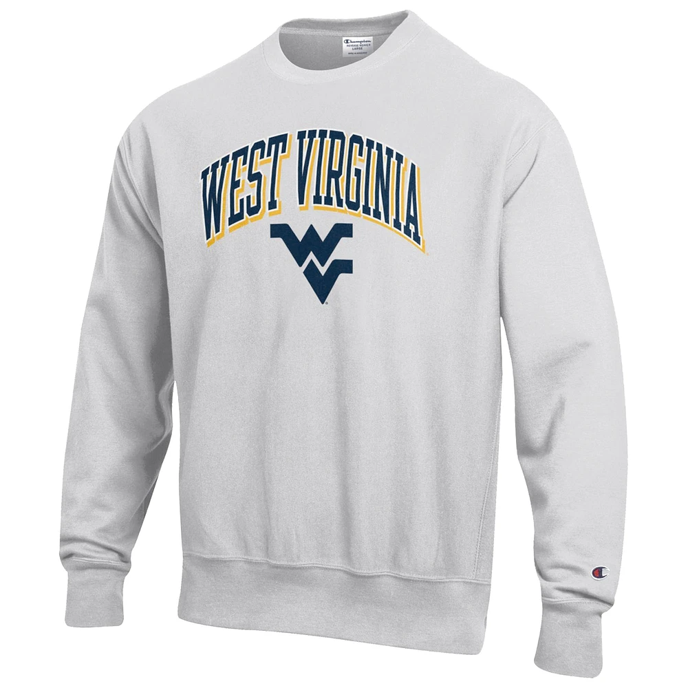 Sweat-shirt gris Champion West Virginia Mountaineers Arch Over Logo Reverse Weave pour homme