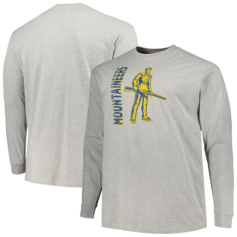 Men's Champion Heather Gray West Virginia Mountaineers Big & Tall Mascot Long Sleeve T-Shirt