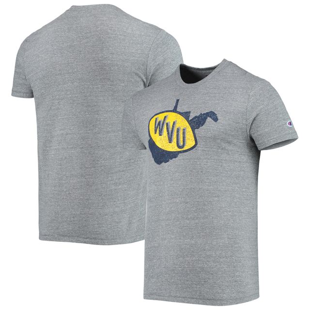 T-shirt Tri-Blend Champion pour homme Heathered Charcoal West Virginia Mountaineers Vault Logo