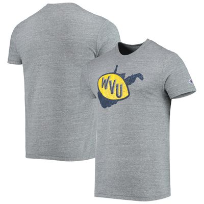 Men's Champion Heathered Charcoal West Virginia Mountaineers Vault Logo Tri-Blend T-Shirt