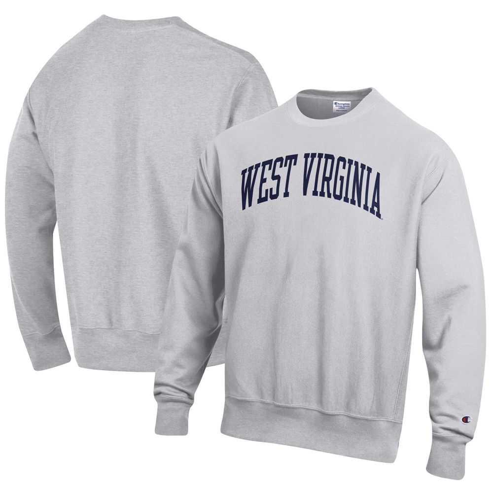 Men's Champion Heathered Gray West Virginia Mountaineers Arch Reverse Weave Pullover Sweatshirt