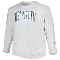 Men's Champion Heathered Gray West Virginia Mountaineers Big & Tall Reverse Weave Fleece Crewneck Pullover Sweatshirt