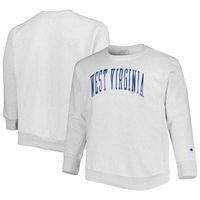 Men's Champion Heathered Gray West Virginia Mountaineers Big & Tall Reverse Weave Fleece Crewneck Pullover Sweatshirt