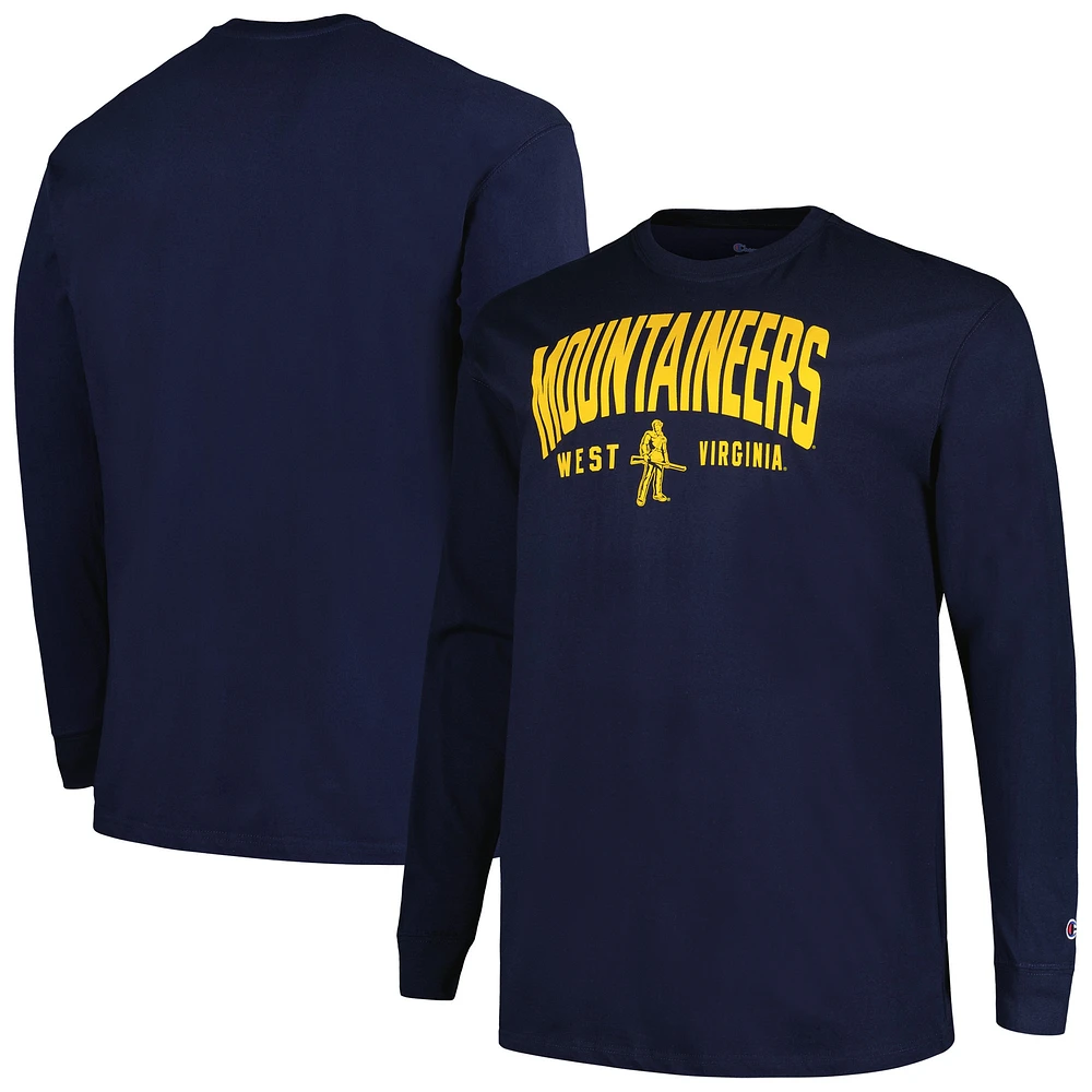 Champion Navy West Virginia Mountaineers Big & Tall Arch T-shirt à manches longues pour hommes