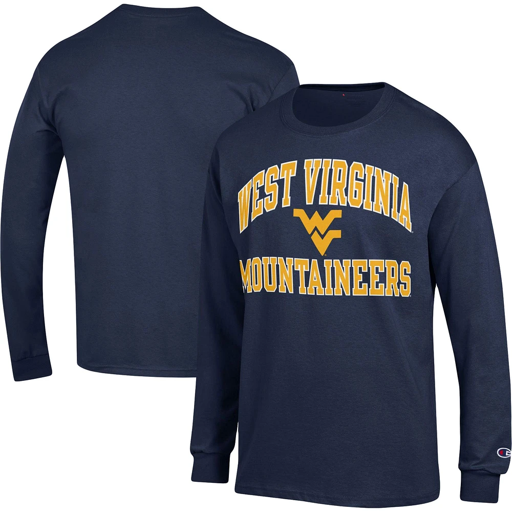 Champion Navy West Virginia Mountaineers High Motor T-shirt à manches longues pour homme