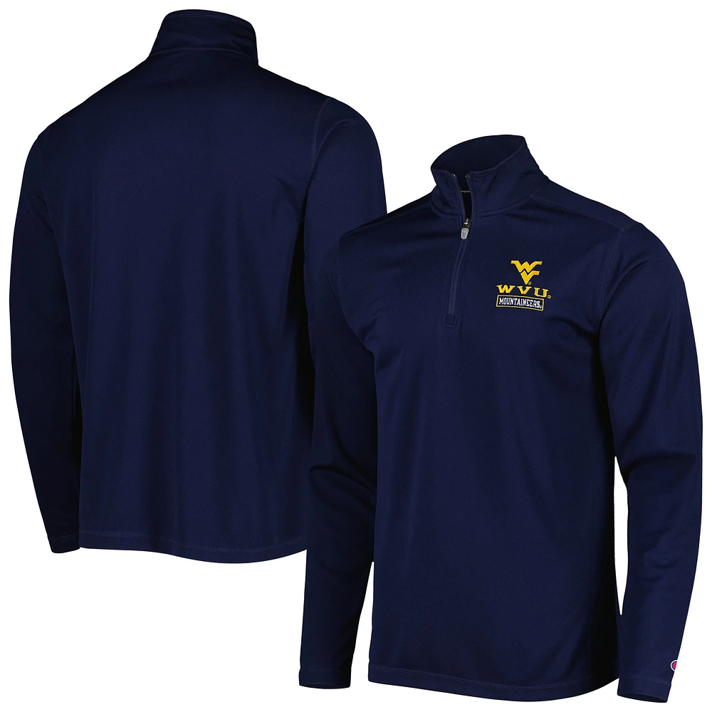 Champion Navy West Virginia Mountaineers Veste texturée à quart de zip pour homme