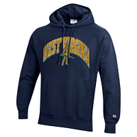 Sweat à capuche Champion pour hommes, marine, West Virginia Mountaineers Vault Late Night Reverse Weave