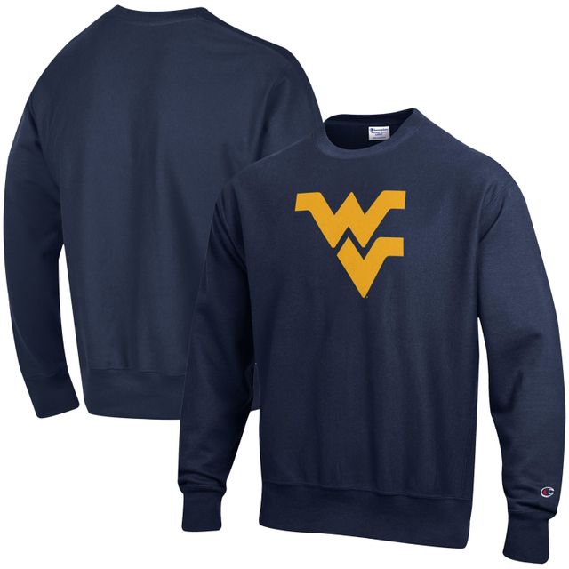 Sweat-shirt Champion Navy West Virginia Mountaineers Vault Logo Reverse Weave pour homme