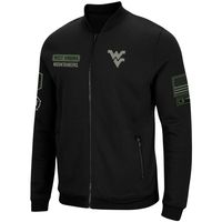 Men's Colosseum Black West Virginia Mountaineers OHT Military Appreciation High-Speed Bomber Full-Zip Jacket