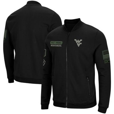 Men's Colosseum Black West Virginia Mountaineers OHT Military Appreciation High-Speed Bomber Full-Zip Jacket