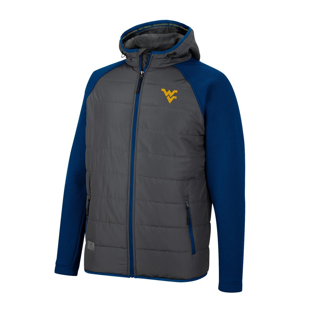 Men's Colosseum Charcoal/Navy West Virginia Mountaineers Good On You Raglan Full-Zip Jacket