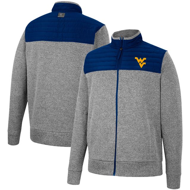 Veste Colosseum Charcoal/Marine West Virginia Mountaineers Putter Herringbone Full-Zip pour homme