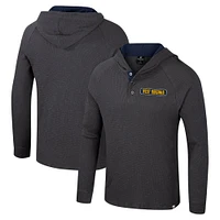 Men's Colosseum  Charcoal West Virginia Mountaineers Dujour Ralgan Long Sleeve Henley Hoodie T-Shirt