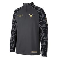 Men's Colosseum Charcoal West Virginia Mountaineers OHT Military Appreciation Long Range Raglan Quarter-Zip Jacket