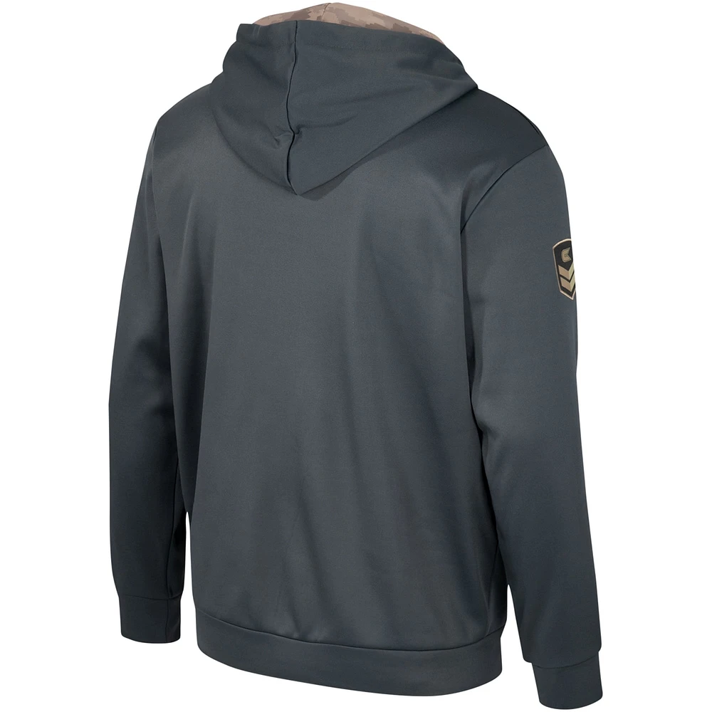 Sweat à capuche pour hommes Colosseum Charcoal West Virginia Mountaineers OHT Military Appréciation