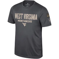 T-shirt d'appréciation militaire Colosseum Charcoal West Virginia Mountaineers OHT pour hommes