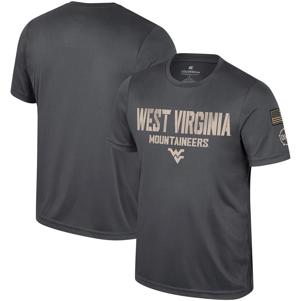 T-shirt d'appréciation militaire Colosseum Charcoal West Virginia Mountaineers OHT pour hommes