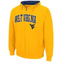 Men's Colosseum Gold West Virginia Mountaineers Arch & Logo 3.0 Full-Zip Hoodie