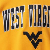 Men's Colosseum Gold West Virginia Mountaineers Arch & Logo Crew Neck Sweatshirt