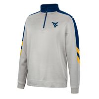 Men's Colosseum Gray/Navy West Virginia Mountaineers Bushwood Fleece Quarter-Zip Jacket