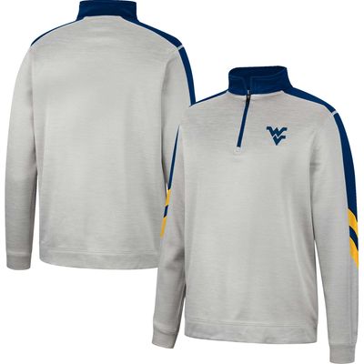 Men's Colosseum Gray/Navy West Virginia Mountaineers Bushwood Fleece Quarter-Zip Jacket