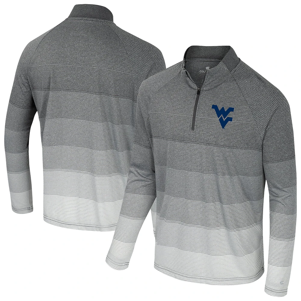 Men's Colosseum  Gray West Virginia Mountaineers AI Striped Mesh Quarter-Zip Raglan Windshirt