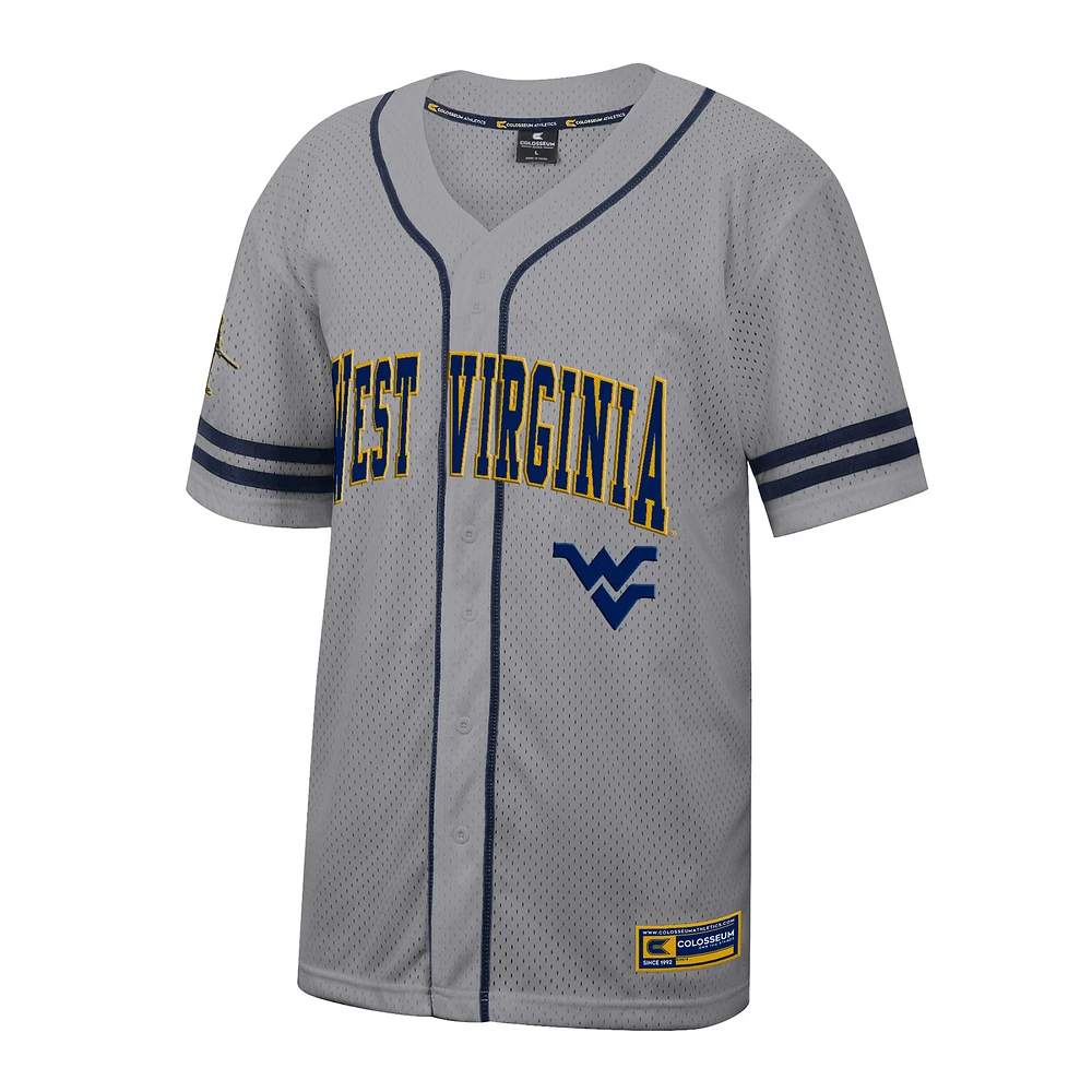 Men's Colosseum Gray West Virginia Mountaineers Free Spirited Baseball Jersey