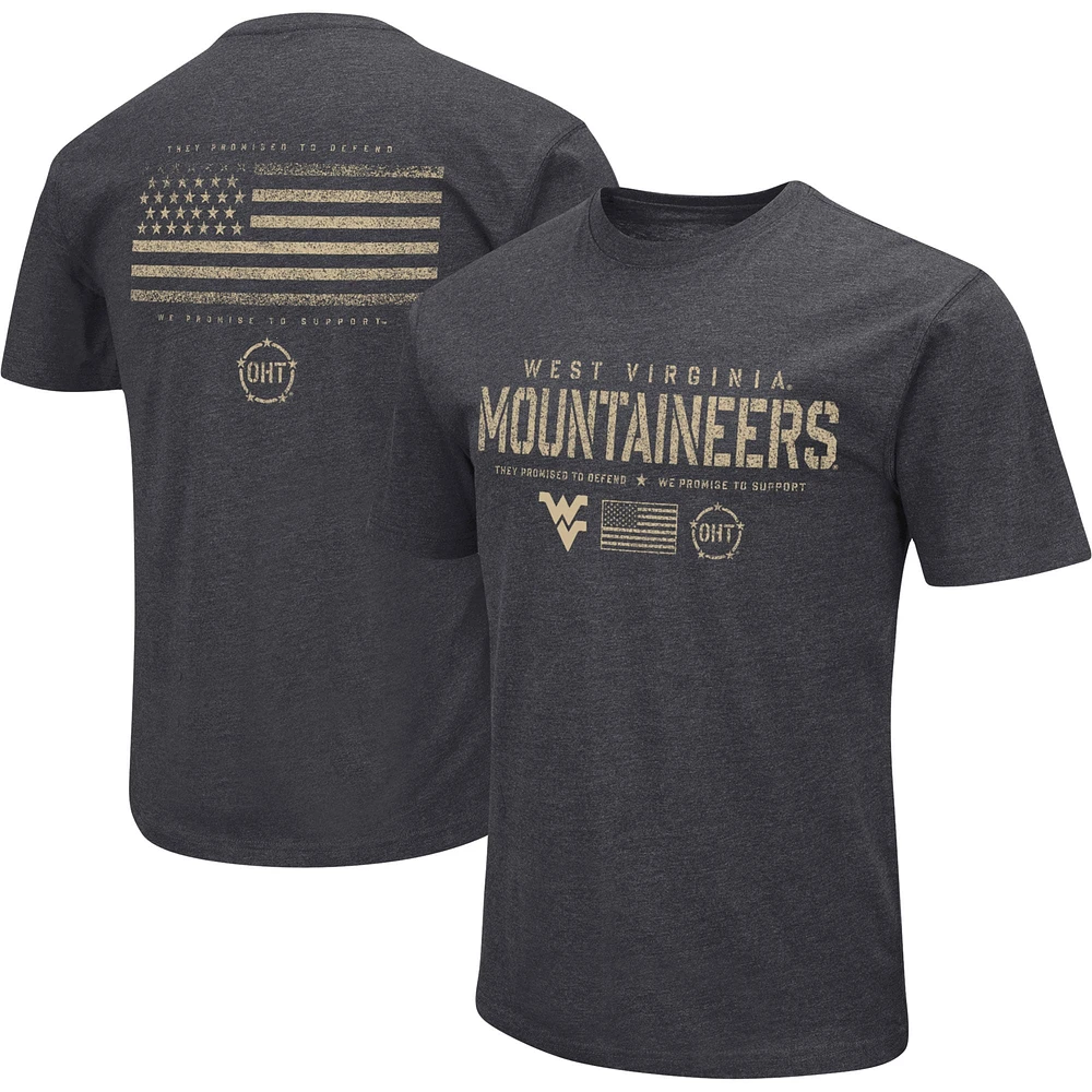 T-shirt Colosseum Heather Black West Virginia Mountaineers Big & Tall OHT Military Appreciation Playbook pour homme