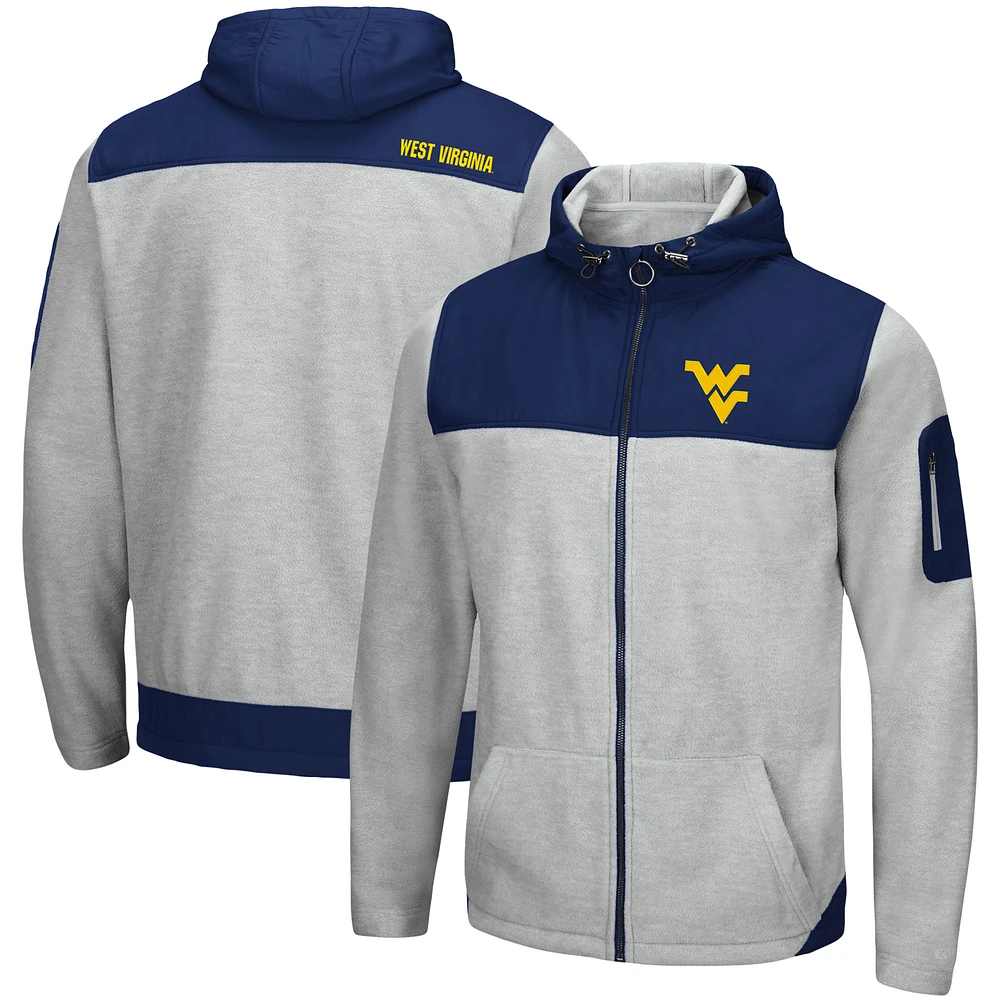 Colosseum Heather Grey/Navy West Virginia Mountaineers Schwartz Sweat à capuche léger entièrement zippé pour homme