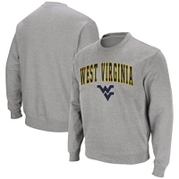 Men's Colosseum Heather Gray West Virginia Mountaineers Arch & Logo Crew Neck Sweatshirt