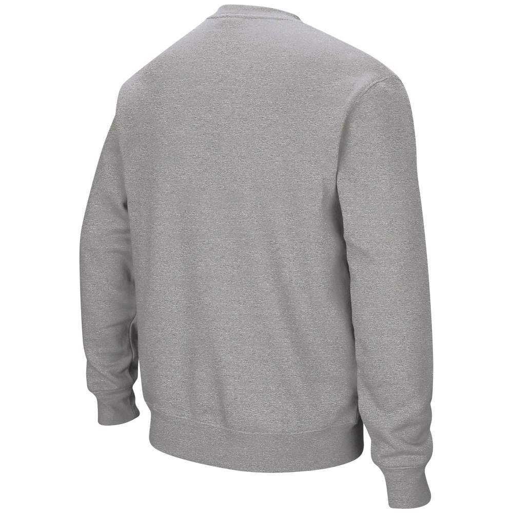 Men's Colosseum Heather Gray West Virginia Mountaineers Arch & Logo Crew Neck Sweatshirt