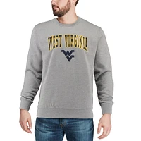 Men's Colosseum Heather Gray West Virginia Mountaineers Arch & Logo Crew Neck Sweatshirt