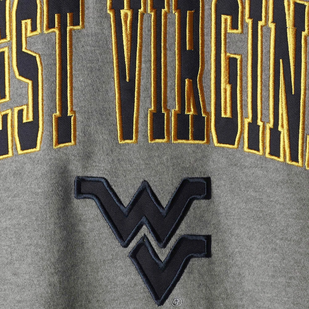 Men's Colosseum Heather Gray West Virginia Mountaineers Arch & Logo Crew Neck Sweatshirt