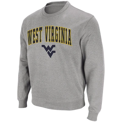 Men's Colosseum Heather Gray West Virginia Mountaineers Arch & Logo Crew Neck Sweatshirt