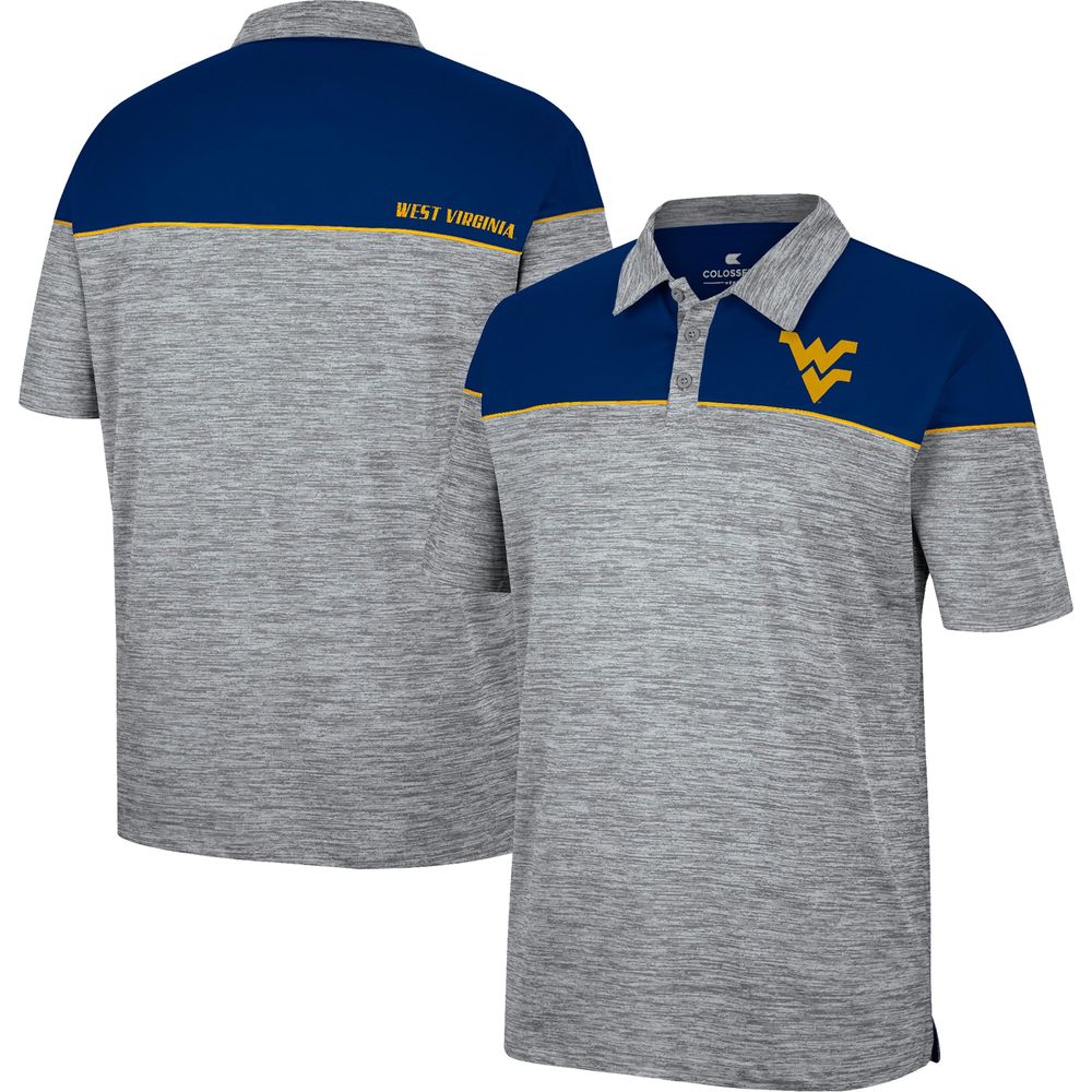 Men's Colosseum Heathered Gray/Navy West Virginia Mountaineers Birdie Polo