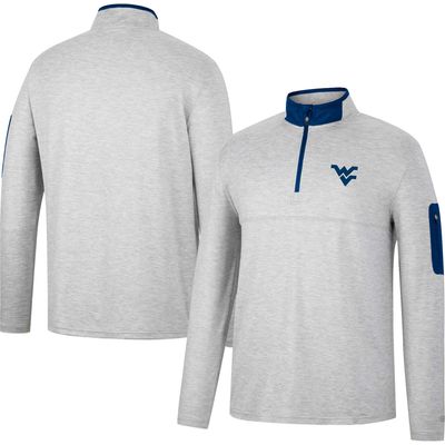 Men's Colosseum Heathered Gray/Navy West Virginia Mountaineers Country Club Windshirt Quarter-Zip Jacket