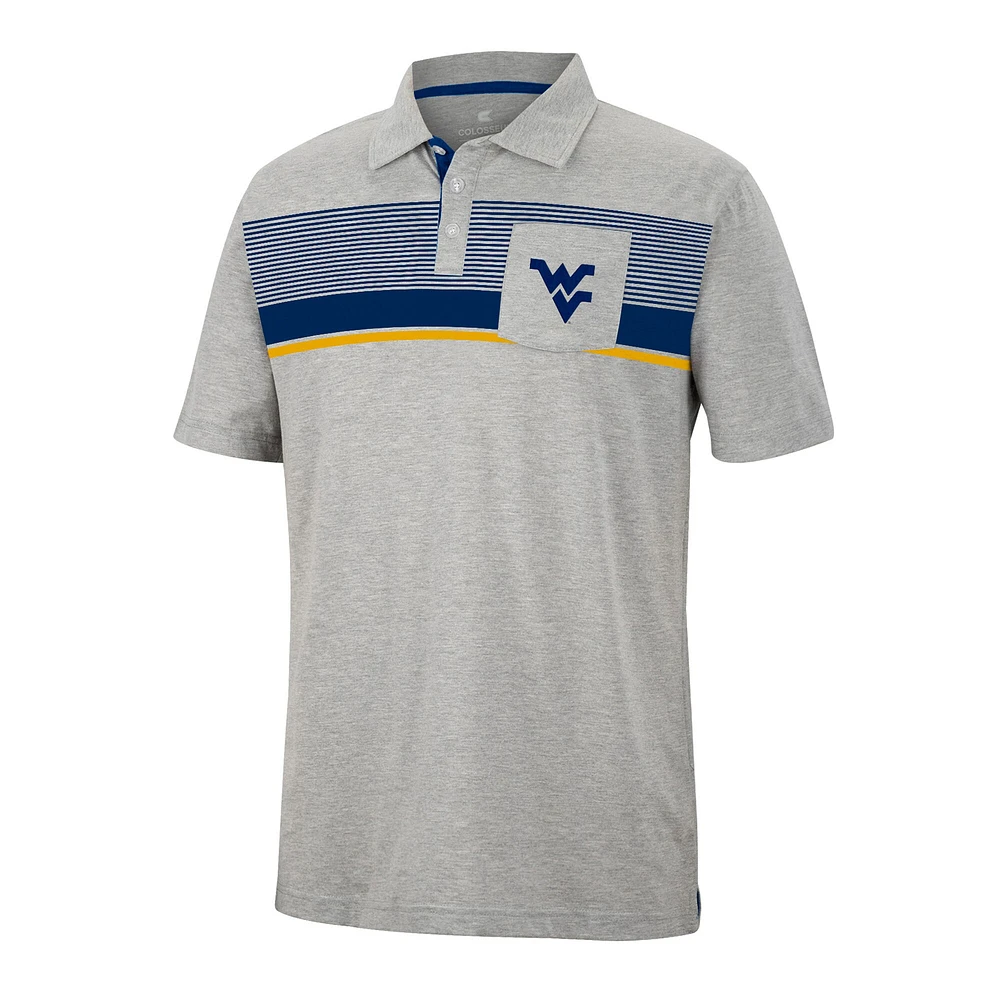 Men's Colosseum Heathered Gray West Virginia Mountaineers Golfer Pocket Polo