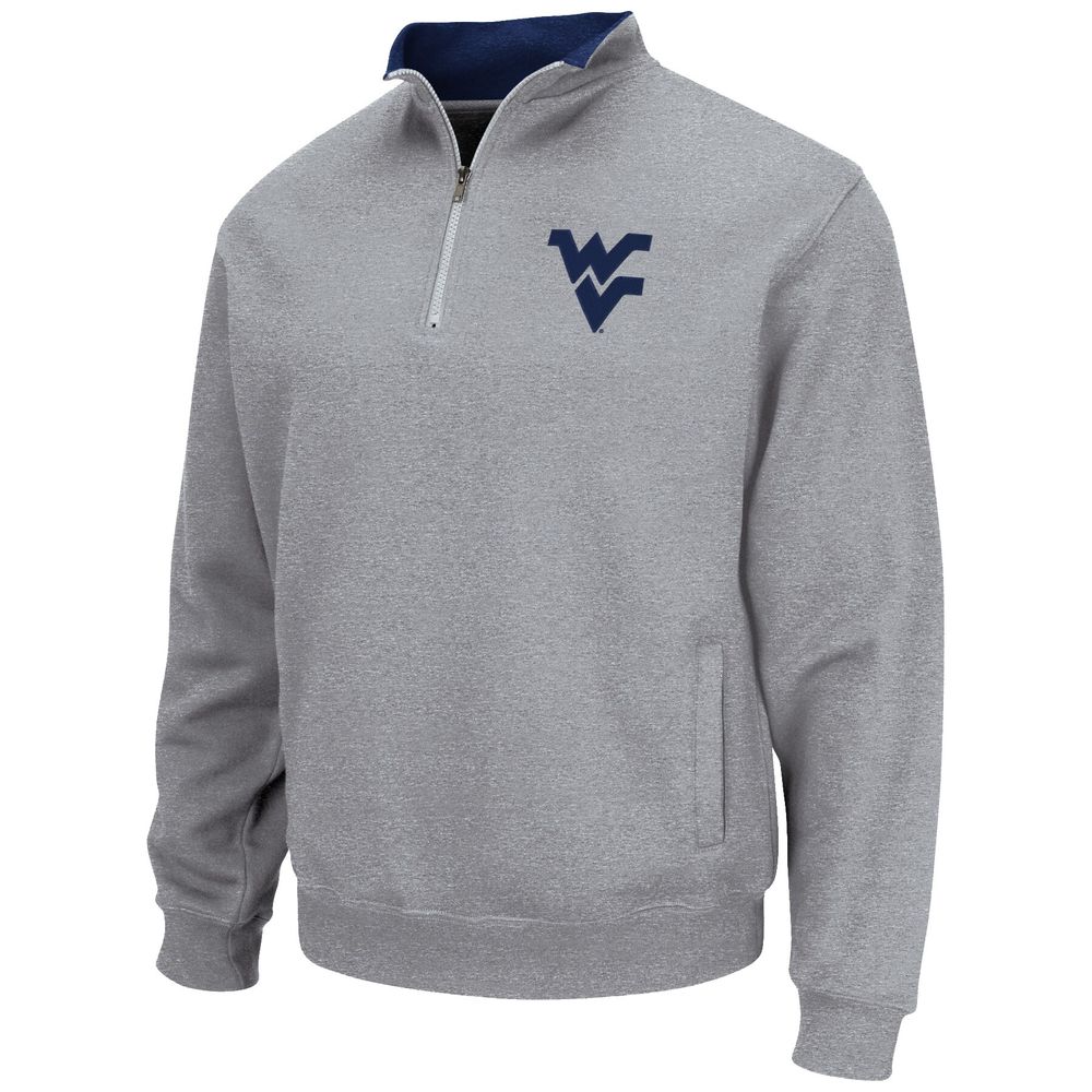 Men's Colosseum Heathered Gray West Virginia Mountaineers Tortugas Team Logo Quarter-Zip Jacket