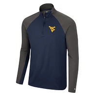 Men's Colosseum Navy/Charcoal West Virginia Mountaineers Two Yutes Raglan Quarter-Zip Windshirt