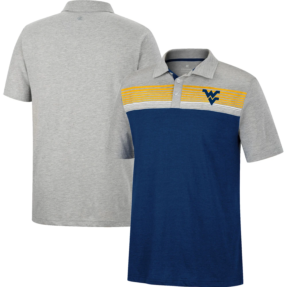 Polo léger Colosseum Navy/Heather Grey West Virginia Mountaineers Caddy pour homme