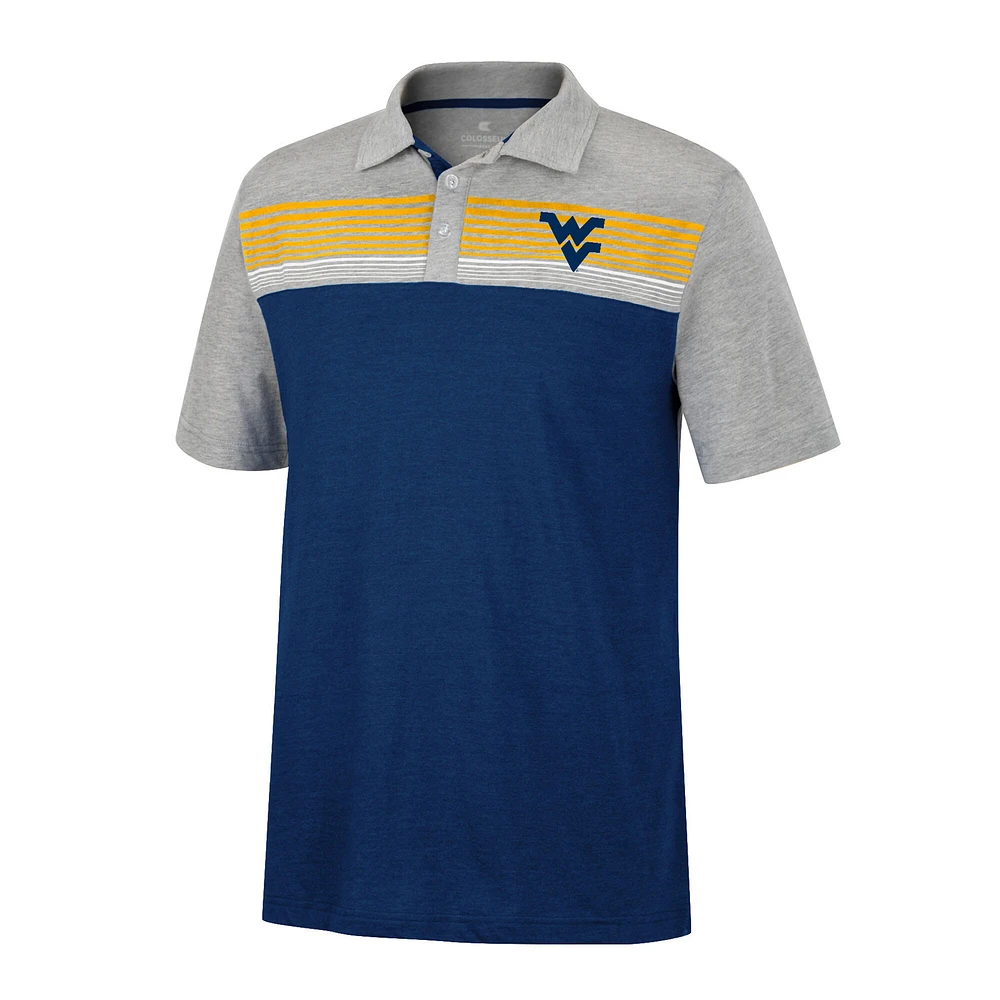 Polo léger Colosseum Navy/Heather Grey West Virginia Mountaineers Caddy pour homme