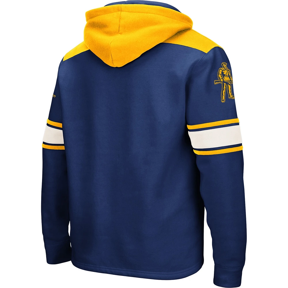 Men's Colosseum Navy West Virginia Mountaineers 2.0 Lace-Up Pullover Hoodie