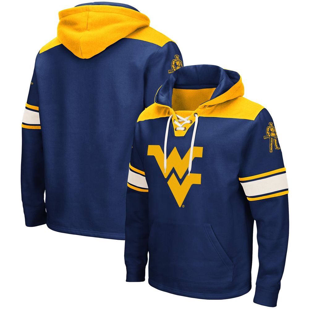 Men's Colosseum Navy West Virginia Mountaineers 2.0 Lace-Up Pullover Hoodie