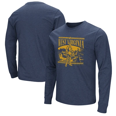 Men's Colosseum Navy West Virginia Mountaineers 2024 Fan Long Sleeve T-Shirt