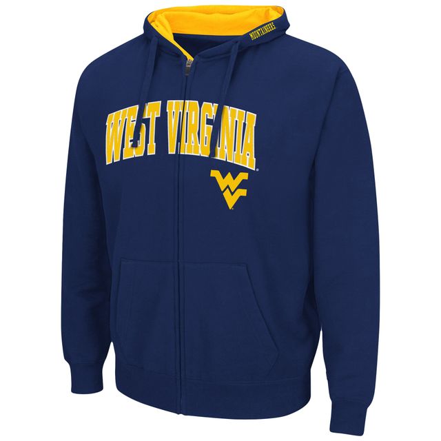 Chandail à capuchon entièrement zippé Colosseum Navy West Virginia Mountaineers Arch & Logo pour homme